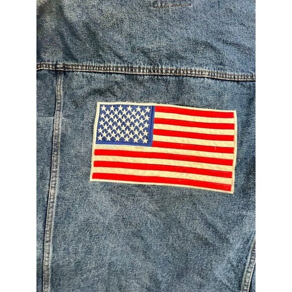 Eagles Ridge American Flag Jacket Adult XL Blue Demin Button Long Sleeve Mens - Picture 5 of 12